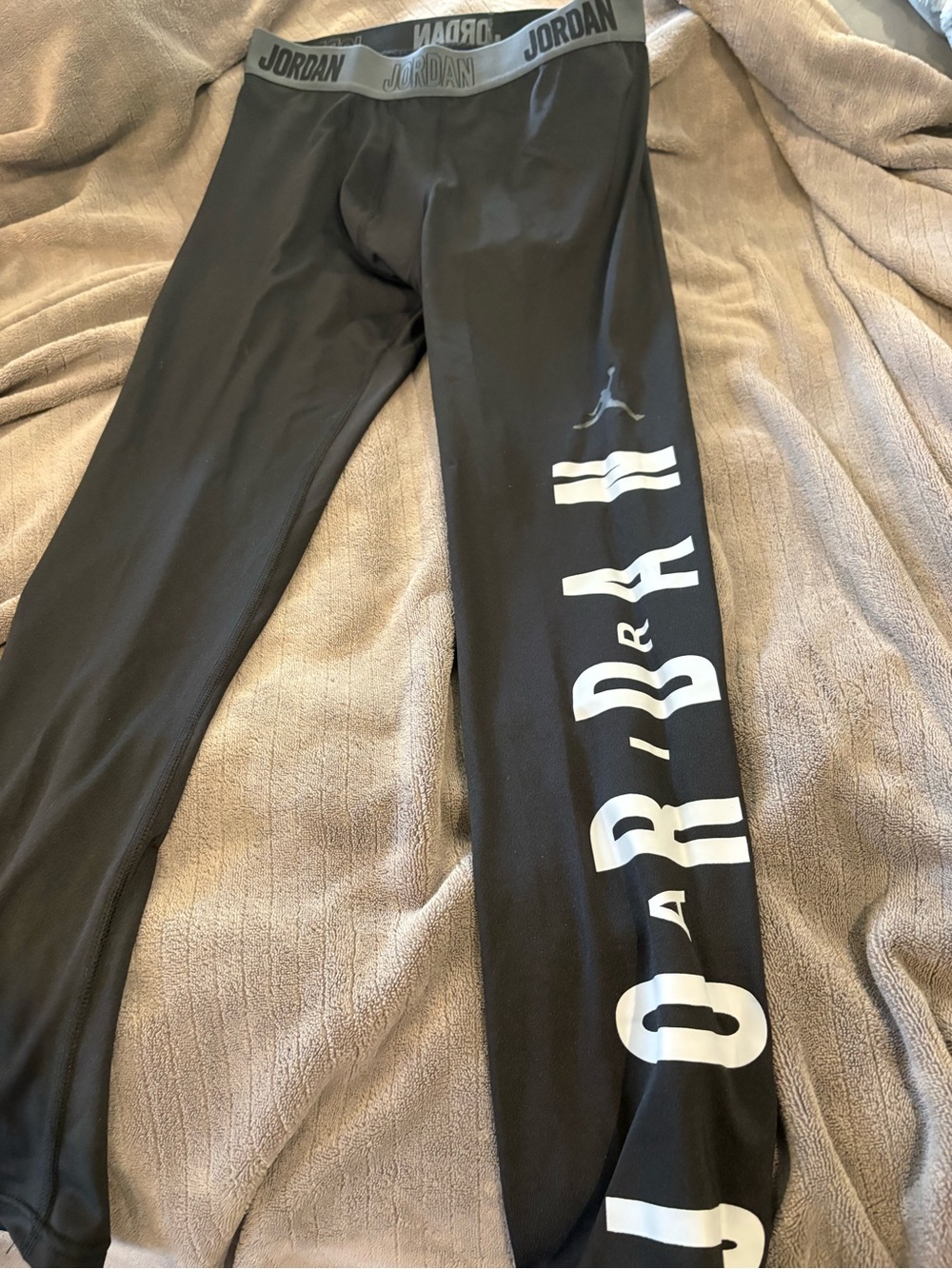 Jordan Black Leggings with White Logo Striping